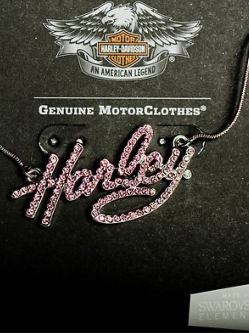 Harley-Davidson Pink Crystal Script Necklace